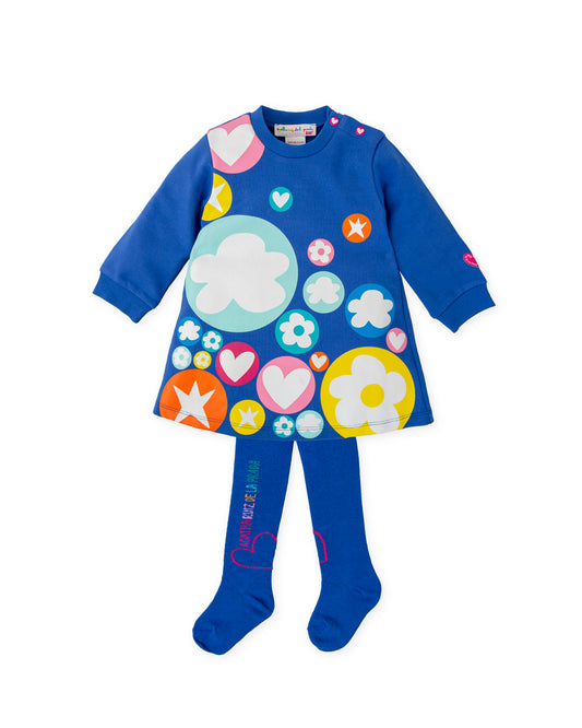 Agatha Ruiz De La Prada Blue Circle Dress with Tights
