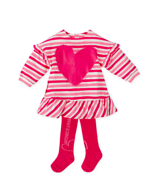 Agatha Ruiz De La Prada Pink Stripe Dress with Tights