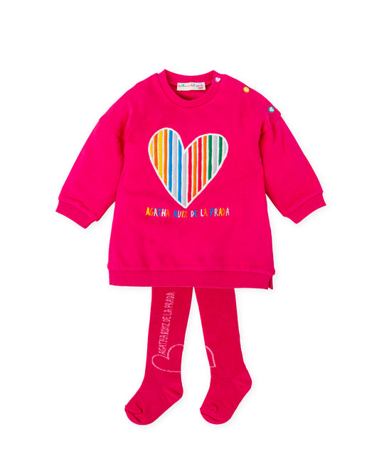 Agatha Ruiz De La Prada Fuscia Heart Dress & Tights
