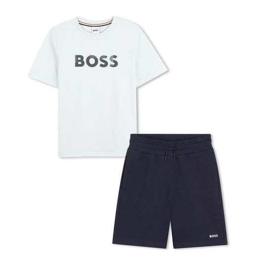 BOSS Pale Green & Navy Short Set