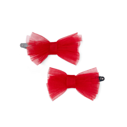 Little A Kaylee Red Tulle Hair Clips