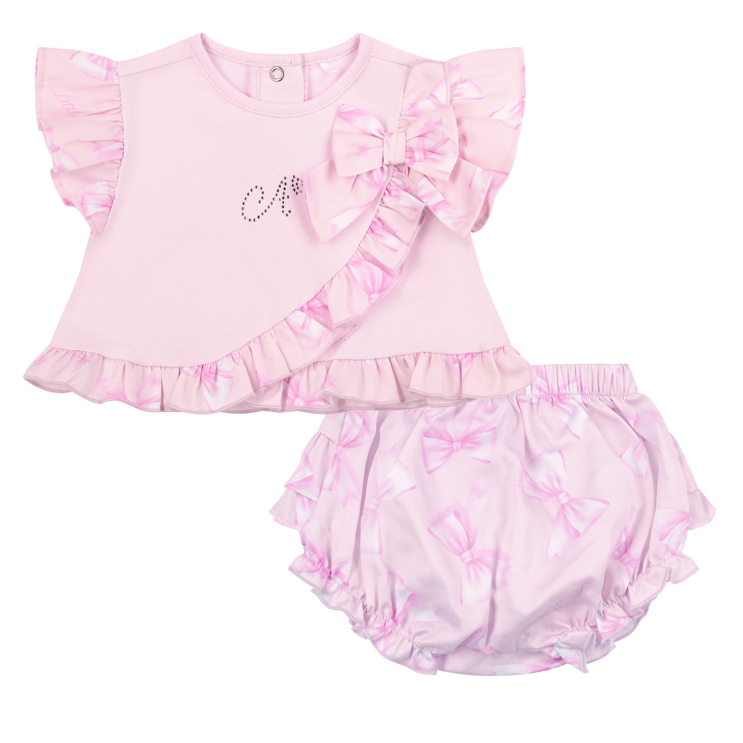 Little A Ocean Bow Print Jam Pants Set
