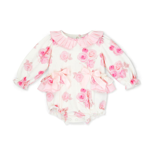 Little A Della Pink Rose Print Romper