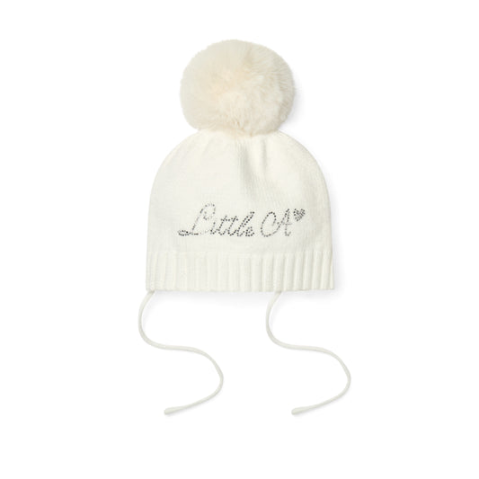 Little A Diamond White Pom Hat