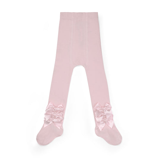Little A Divine Pink Satin Bow Tights