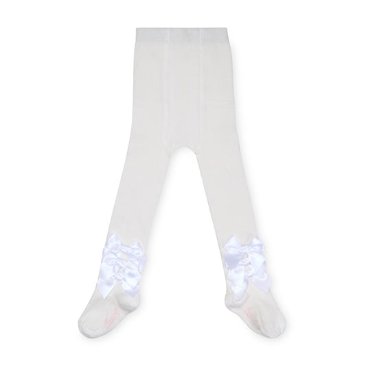 Little A Divine White Satin Bow Tights