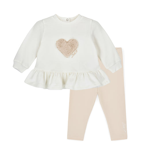 Little A Demi Fur Heart Legging Set
