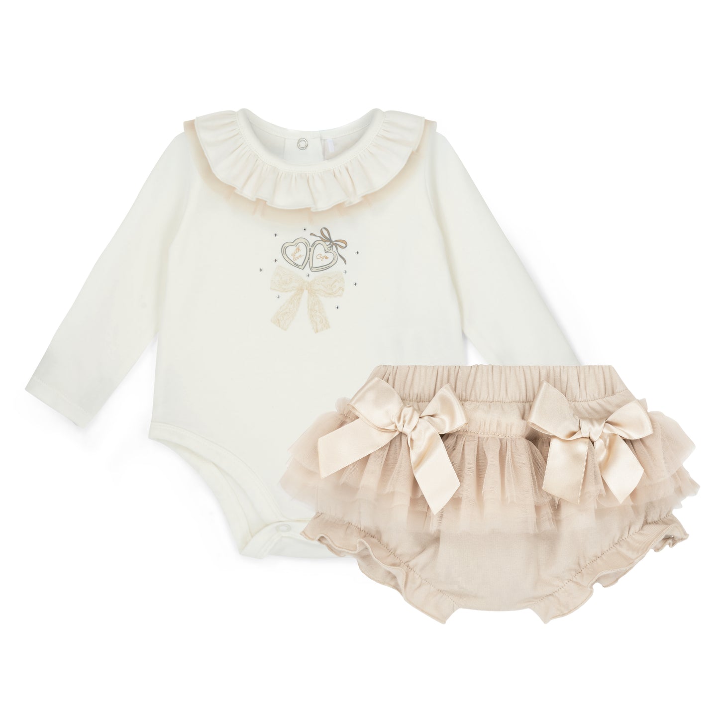 Little A Emelye Beige Tulle Jam Pant Set