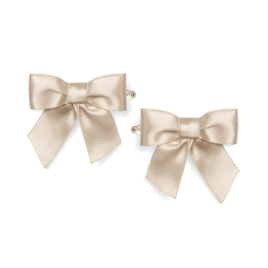 Little A Denver Beige Bow Satin Hair Clips