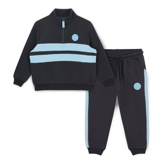 Mitch & Son Walker Black Zig Zag 1/4 Zip Tracksuit