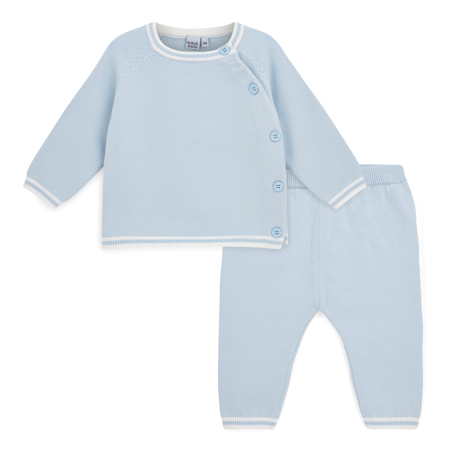 Mini Mitch Zion Blue Knitted Trouser Set