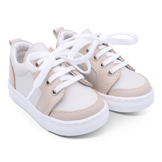 Borboleta Nico Beige & Nude Leather Trainers