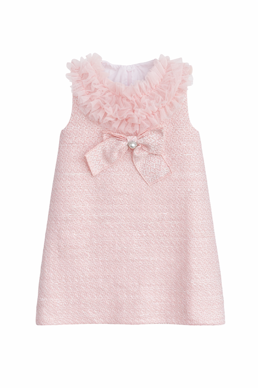 Naxos Pink Tulle Diamante Bow Dress