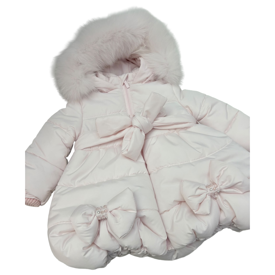 Bimbalo Pink Bow Fur Hood Coat