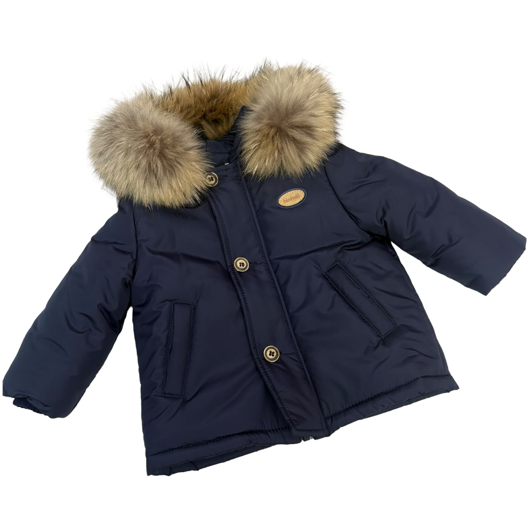 Bimbalo Navy Blue Fur Hood Coat