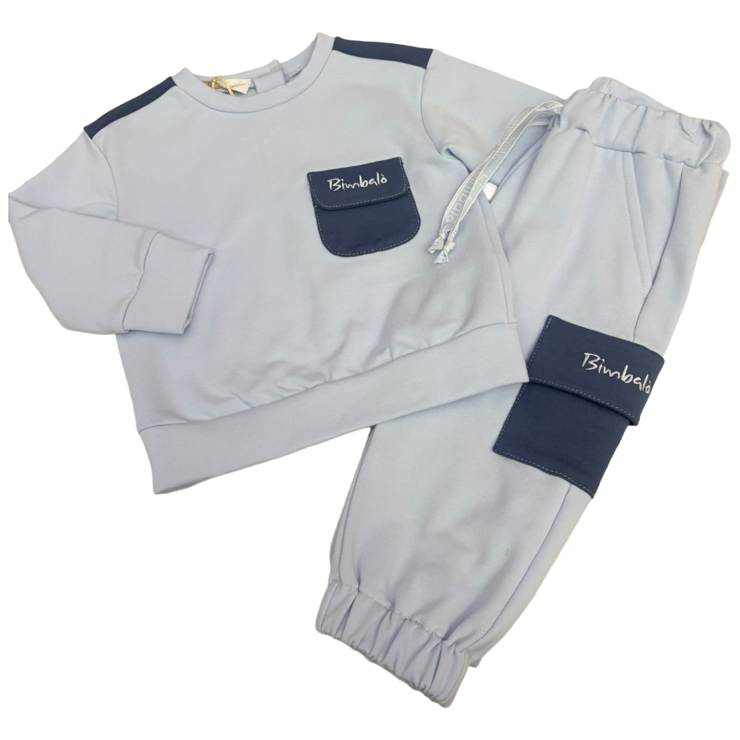 Bimbalo Pale Blue & Deep Blue Pocket Tracksuit