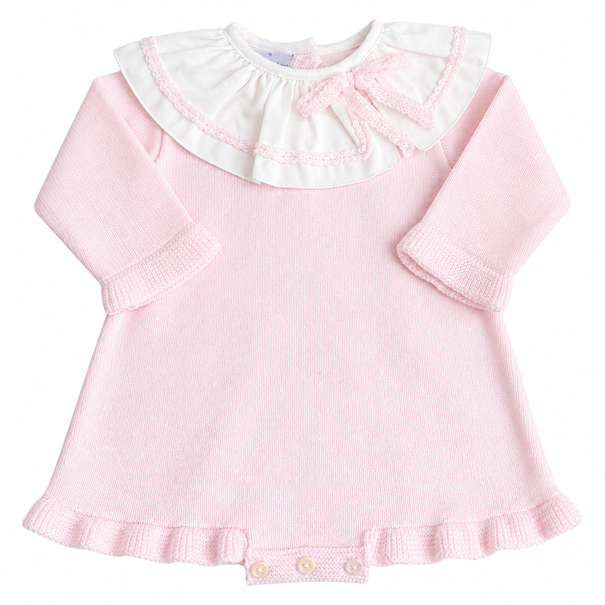 Granlei Pale Pink Bow Frill Collar Romper