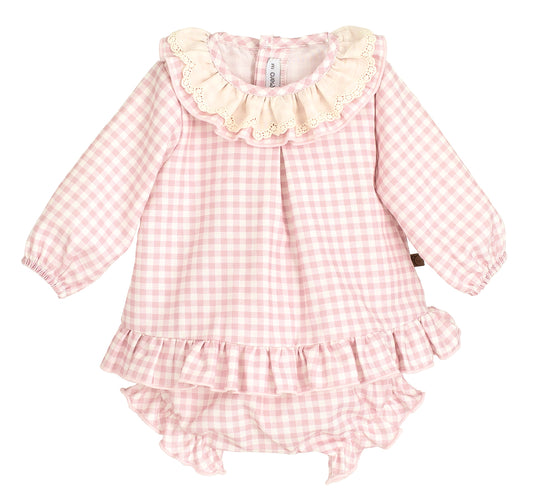 Calamaro Pink Check Bloomer Set
