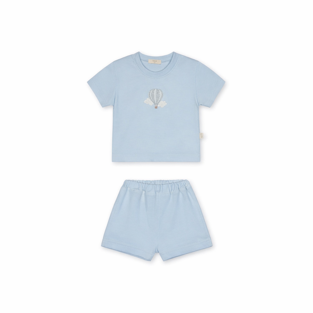 Baby Gi Blue Hot Air Balloon Cotton Short Set