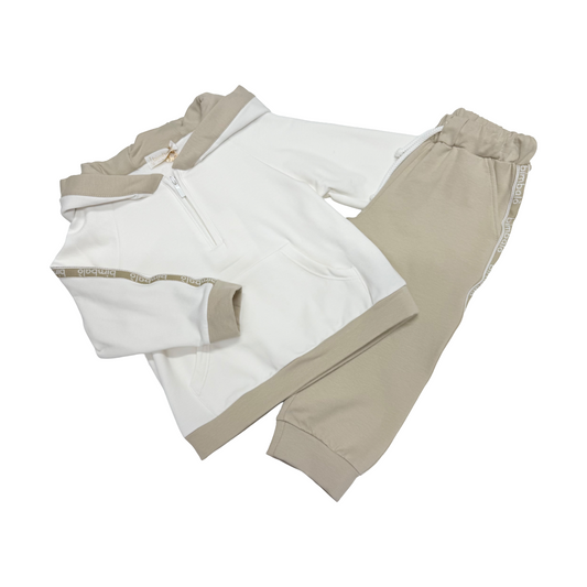 Bimbalo Beige & Cream Hooded Tracksuit