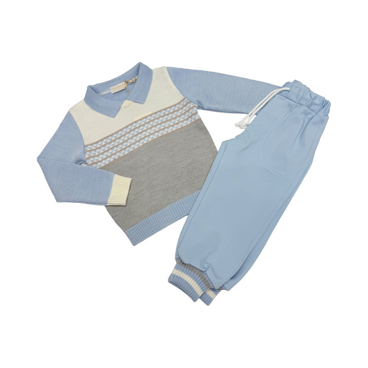 Bimbalo Blue Polo Knit Tracksuit