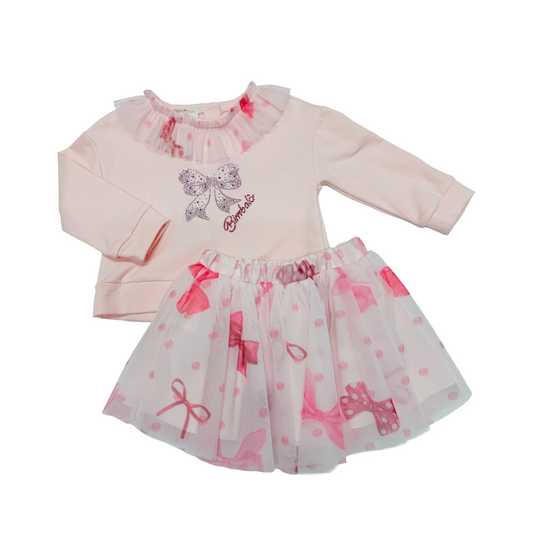 Bimbalo Pink Bow Skirt Set