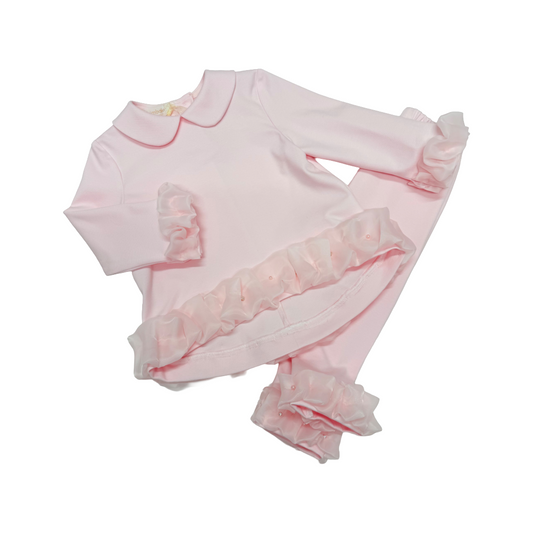 Bimbalo Pink Tulle Ruffle Legging Set