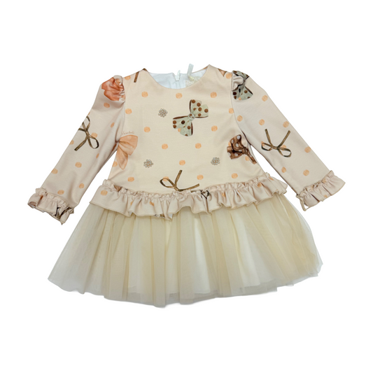 Bimbalo Beige Bow Tulle Dress