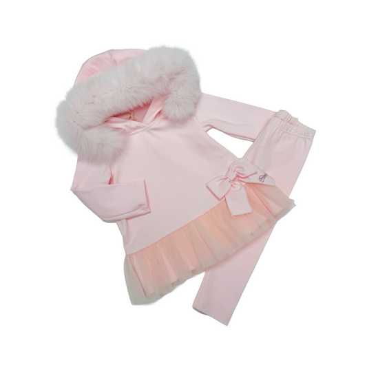 Bimbalo Pink Bow Fur Hood Legging Set