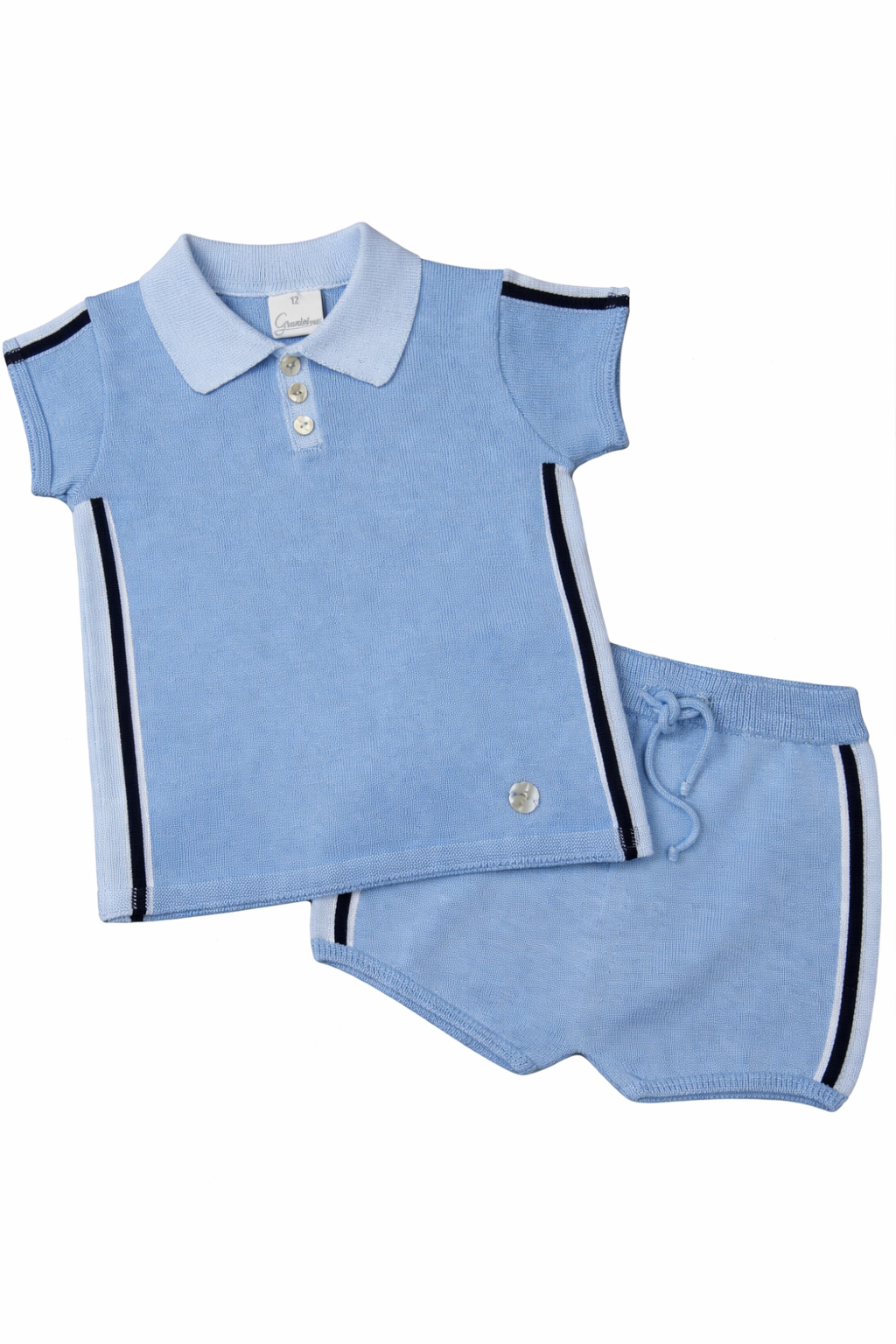 Granlei Pale Blue & Navy Polo Short Set