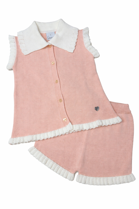 Granlei Peach & Cream Collar Short Set