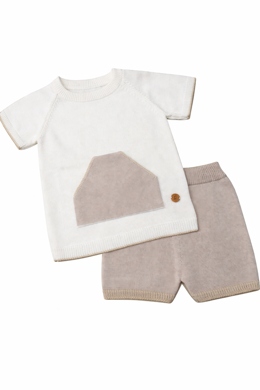 Granlei Cream & Beige Pocket Short Set