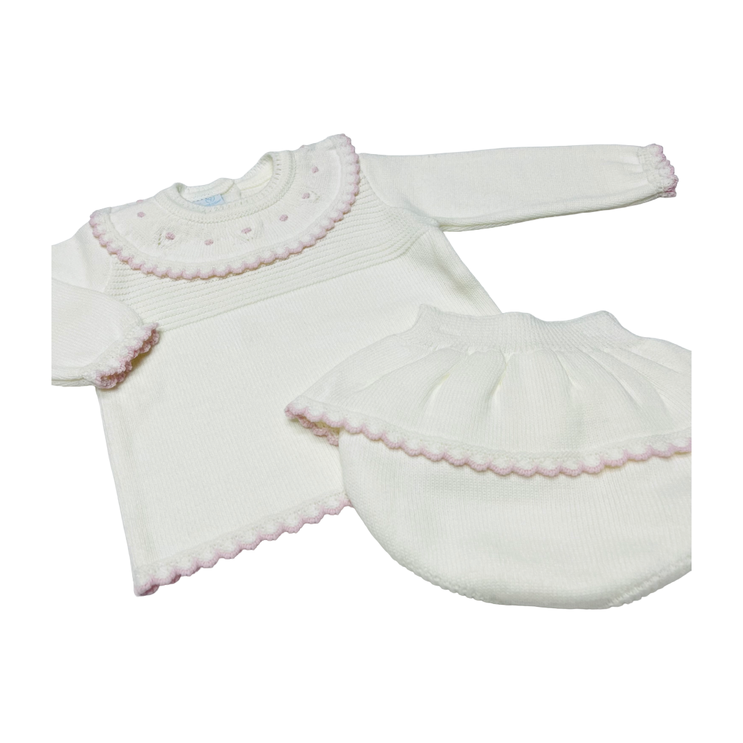 Granlei Ivory Trim Collar Knitted Knick Set