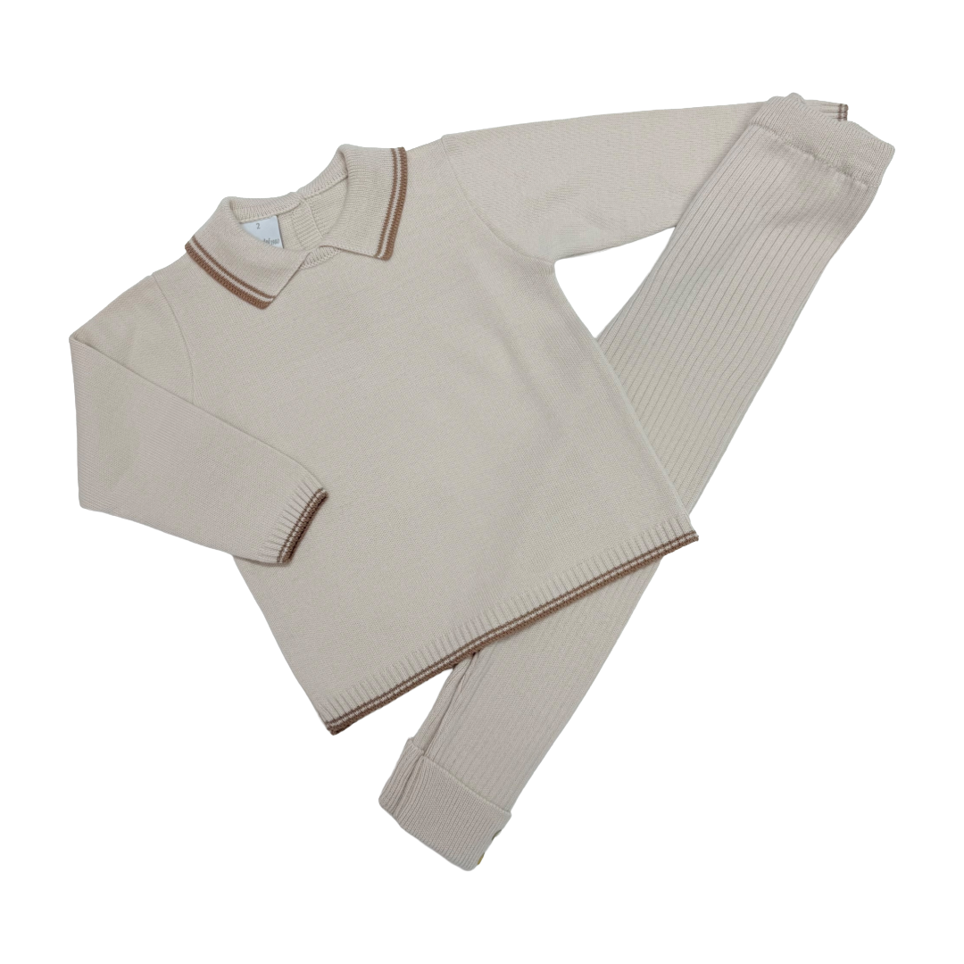 Granlei Beige Polo Ribbed Set