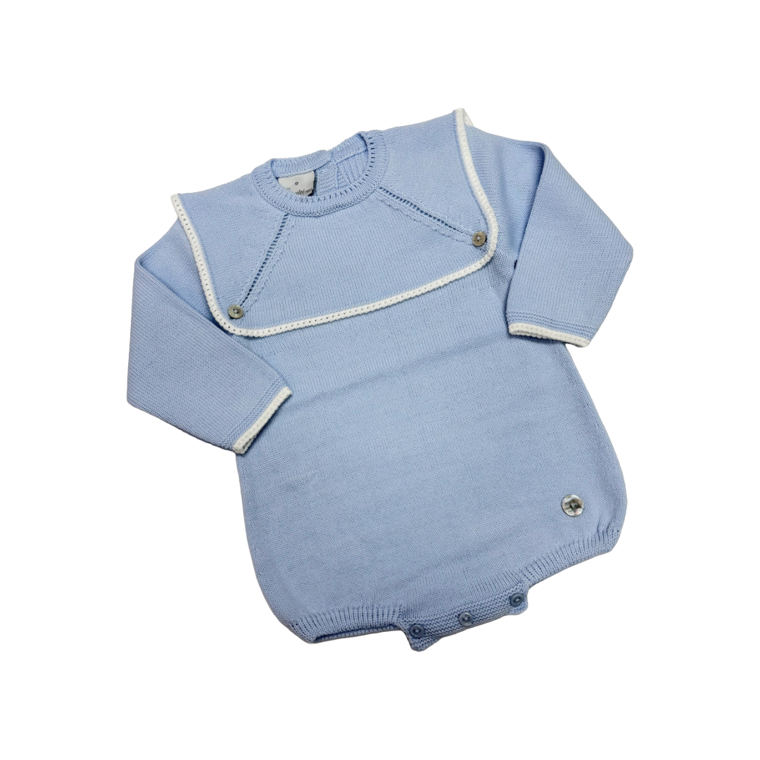 Granlei Pale Blue Collar Knit Romper