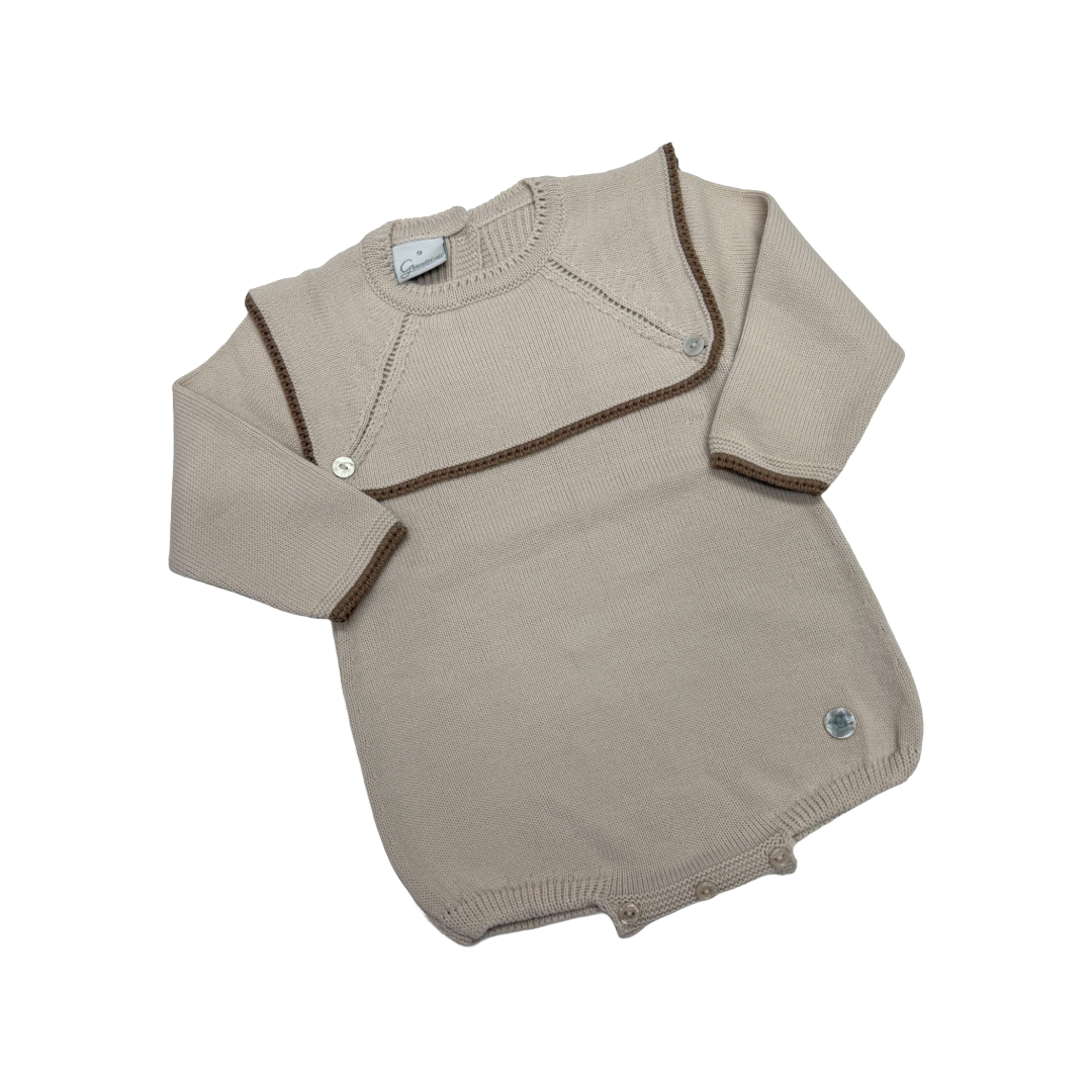 Granlei Beige Collar Knit Romper