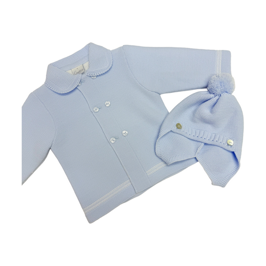 Granlei Pale Blue Knitted Jacket & Hat