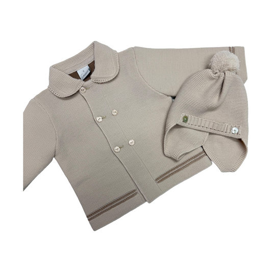 Granlei Beige Knitted Jacket & Hat