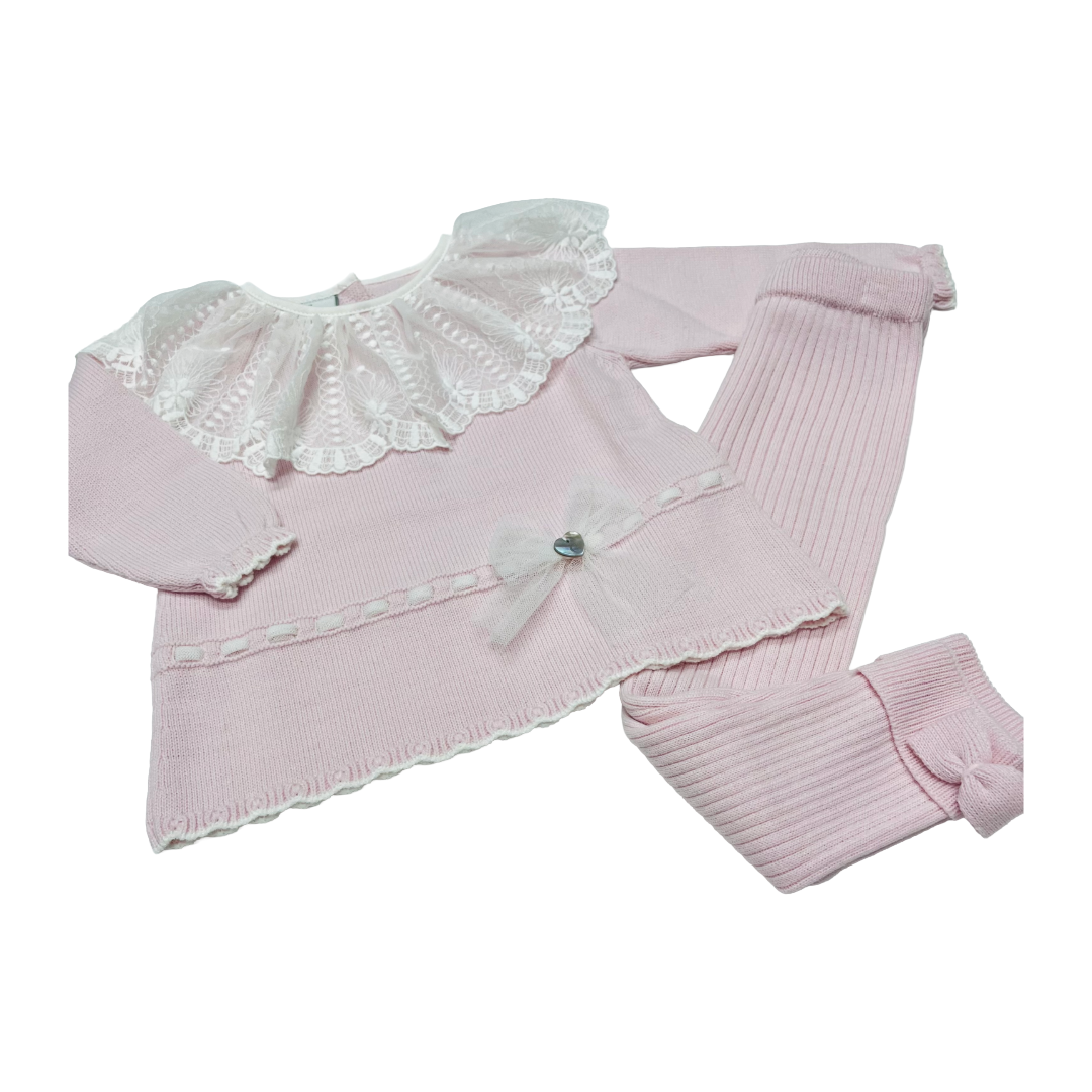 Granlei Pink Lace Collar Legging Set