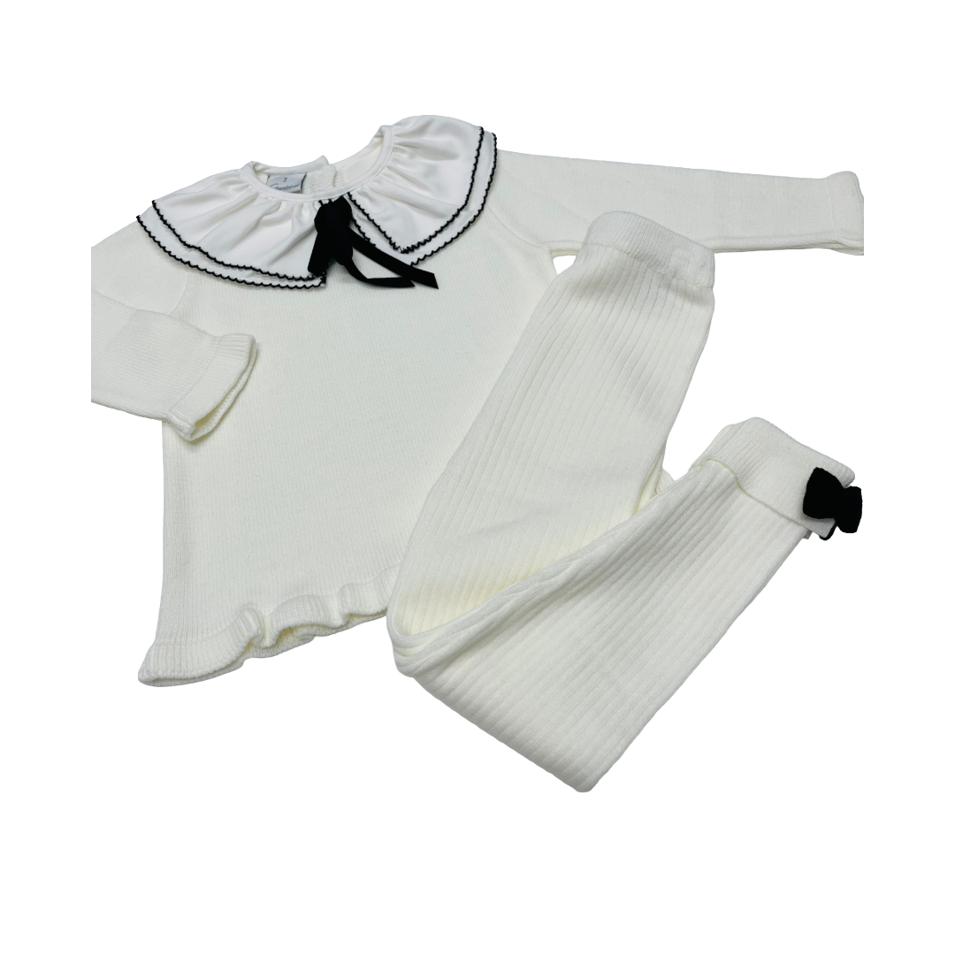 Granlei Ivory & Black Bow Collar Legging Set