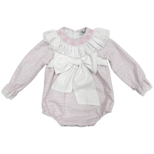 Naxos Pink Bow Tweed Romper
