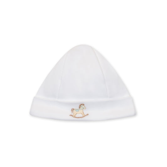 Baby Gi White & Blue Rocking Horse Cotton Hat