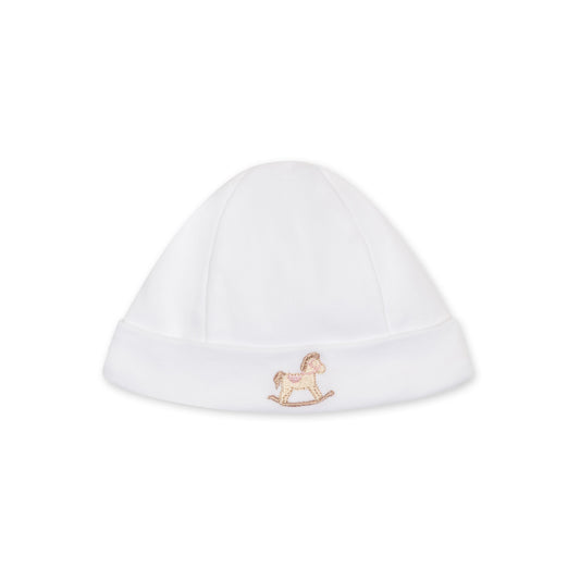 Baby Gi White & Pink Rocking Horse Cotton Hat