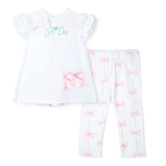 A Dee Rita White Handbag Legging Set