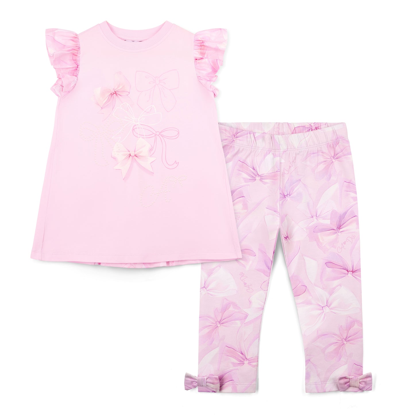 A Dee Ria Bow Print Frill Legging Set