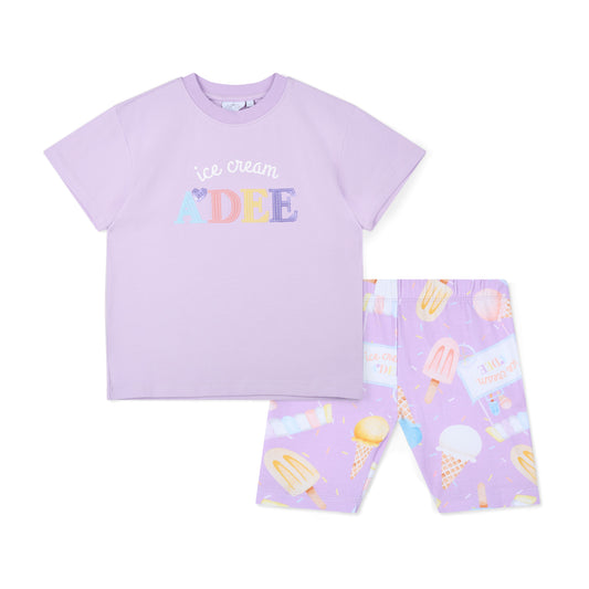 A Dee Sophia Lilac Ice Cream Cycle Short Set