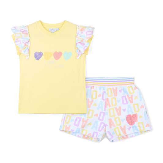 A Dee Sienna Lemon Initial Print Short Set