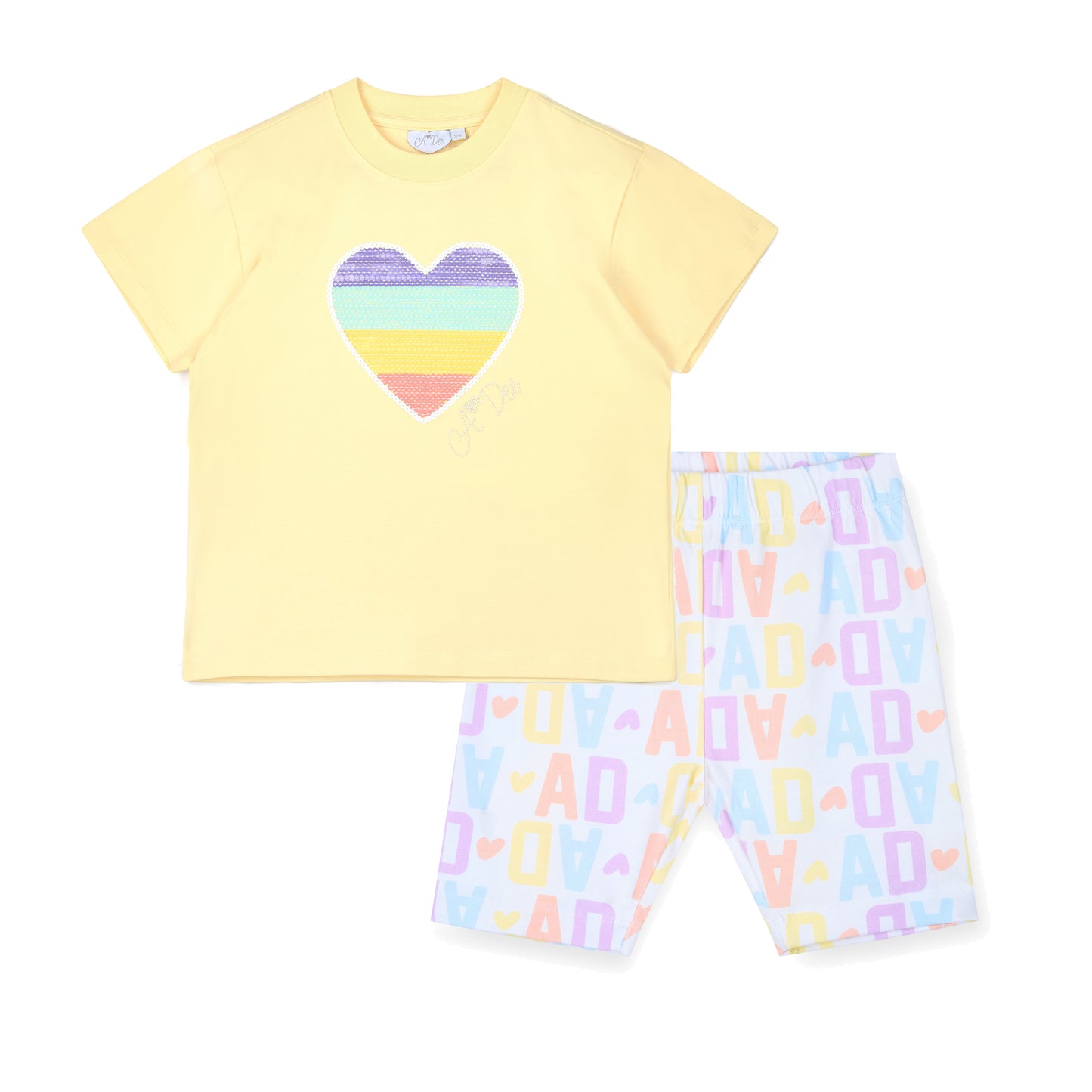 A Dee Saz Lemon Initial Print Cycle Short Set