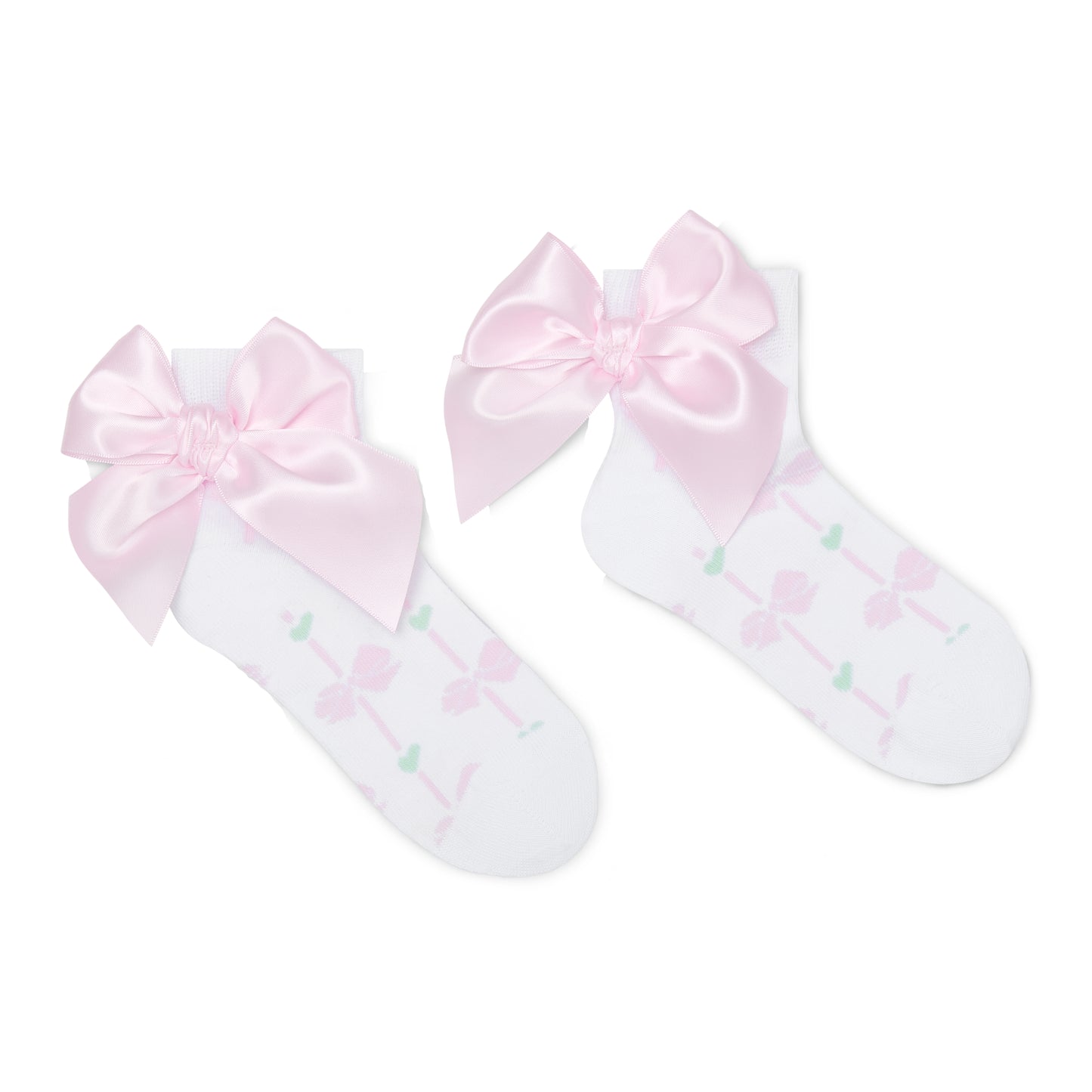 A Dee Rowan White Bow Print Ankle Socks