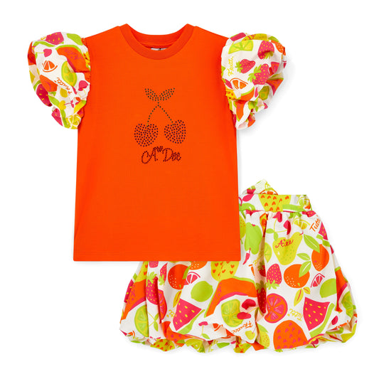 A Dee Tia Fruit Puff Ball Skirt Set